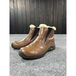 UGG Boots Mens Size 13 Brown Leather Shearling Lined Ankle Vibram Sole 5147